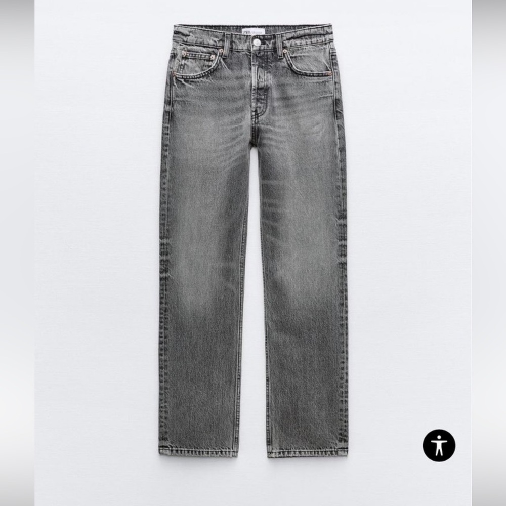 Zara Charcoal Gray Low-Rise TRF Boyfriend Jeans Size 6 NWT